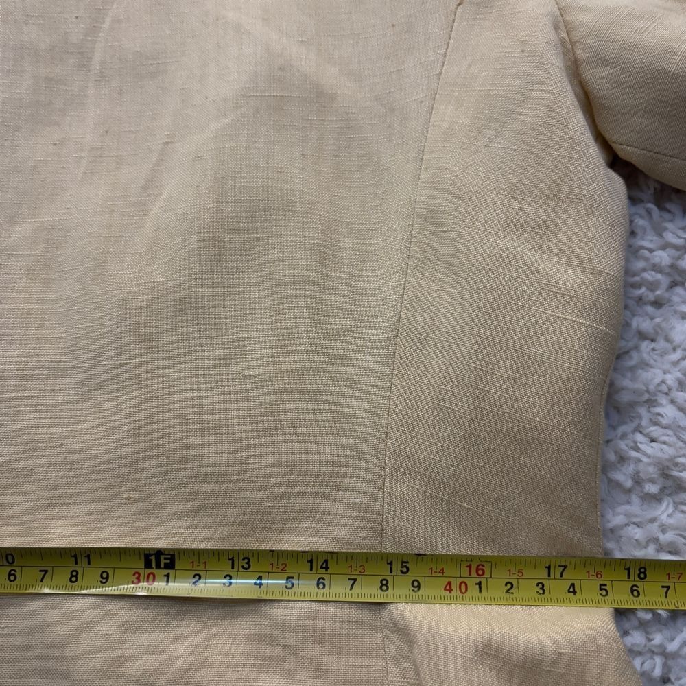 Linen Blend Skirt Suit Size10 Butter Yellow Cargo Safari Fisherman Blazer Jacket - Picture 6 of 13